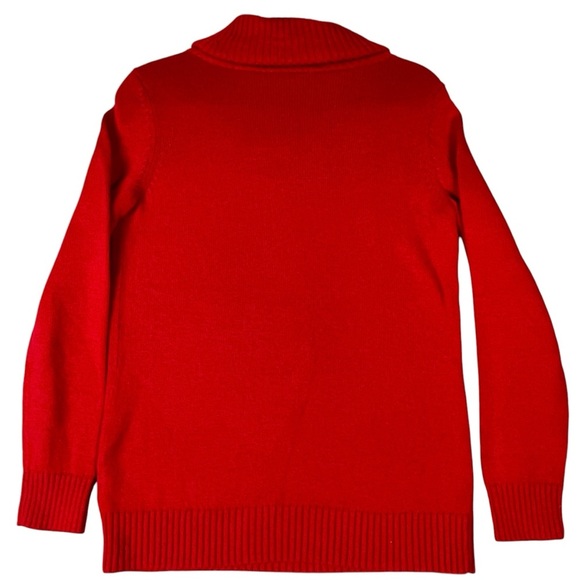 Talbots Lambswool Blend Christmas Tree Cowl Neck Holiday Celebration Sweater - S - Picture 2 of 15